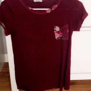 Burgundy top with flower edges